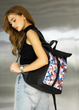 Жіночий міський рюкзак-роллтоп Sambag Rolltop One чорний з квітковим принтом із регульованим об'ємом з екошкіри - зображення 10