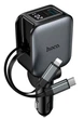 Автомобильное зарядное устройство HOCO Z67A Triunfar 60W с кабелями Type-C/Lightning и дисплеем (1USB + 1Type-C) Black - изображение 1