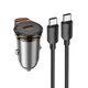 Автомобільний зарядний пристрій HOCO NZ16 Rigorous single port PD30W car charger set (C to C) Metal Grey - зображення 4
