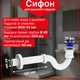 Сифон Kronoplast для душевого поддона прямоточный 1 1/2″×40 мм с прямой трубой Ø40×200 мм и розеткой SV14000002 - изображение 1