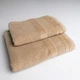 Комплект махровых полотенец с велюровым бордюром 2шт GM Textile 50х90см, 70х140см 500г/м2 (Капучино) - изображение 1