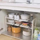 Регулируемая кухонная полка Kitchen Rack 38–70 см 2-ярусный органайзер под раковину Белая - изображение 5