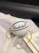 Жіноча кругла сумка маленька 10407 BASKETBALL м'яч на ланцюжку біла - зображення 4
