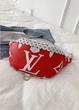 Женская сумка Louis Vuitton LV004-2 бананка через плечо красная белая крышка - изображение 7