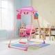 Детские складные качели Esonstyle X623 розовые с козырьком от солнца, музыкой и подсветкой, для дома и улицы - изображение 1
