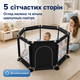 Детский игровой манеж складной с металлическим каркасом, сетчатыми стенками, 126×109×65,5 см, черный - изображение 2