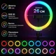 Кільцева світлодіодна RGB лампа 26 см 3D Multicolor з тримачем для телефону, кольорова LED лампа для фото, відео, стрімів та макіяжу - зображення 2