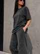 Костюм жіночий Coast Moda 4256 варений в техниці тай-дай джоггери з футболкою розсип камінців S графіт - зображення 4