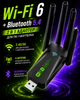 WiFi адаптер для ПК вайфай для ноутбука та комп'ютера Wi-Fi бездротовий модуль USB Bluetooth вай фай dual band 2.4/5GHz Wi Fi блютуз мережевий приймач з антеною ігровий вай-фай двохдіапазонний та швидкісний ресивер (AX9400) - зображення 1