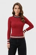 Кофта жіноча червоного кольору з люрексом зі смужками Fashion розмір 42-44 (217574) - зображення 1