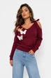 Кофта жіноча однотонна бордового кольору Fashion розмір 42-44 (217549) - зображення 1