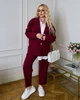 Костюм женский двойка из турецкого костюмного трикотажа с удлиненным пиджаком на пуговицах и прямыми брюками на резинке больших размеров G&M k-131916 54-56 Размер цвет бургунди - изображение 2