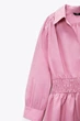 Сукня коротка з попліну з еластичною вставкою-резинкою на талії рожева Zara розмір XL - зображення 7