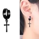 Серьги Spikes. Черные с крестиком. Серьга-кольцо 1шт - изображение 1
