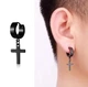 Серьги Spikes. Черные с крестиком. Серьга-кольцо 1шт - изображение 3