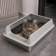 Лоток для кота с высокими бортиками из нержавеющей стали 50×35×25 см кошачий туалет, серый - изображение 2