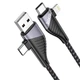 Кабель Hoco U95 Freeway 4in1 USB/Type-C to Type-C/Lightning 60W (1.2m) Чорний - зображення 5