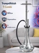 Кальян Trumpet Hookah T-Combi 60 см Трампет Т-Комби Калик из нержавеющей стали, хука на одну трубку с диффузором серебристый - изображение 1