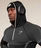 Лонгслів Gymshark чоловічий спортивний компресійний з капюшоном та застібкою чорний з білим L - зображення 5