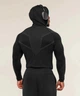 Лонгслів Gymshark чоловічий спортивний компресійний з капюшоном та застібкою чорний з синім М - зображення 2