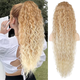 Накладной хвост Золотистый блонд омбре волнистый 90 см - изображение 3