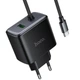 Сетевой адаптер зарядный блочек 30W HOCO C164A USB/встроенный кабель Type-C 1.2м черный - изображение 4