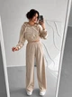 Жіночий велюровий костюм трійка (кофта+штани+топ) Uaclothes 42 Бежевий (like39051-194871349) - изображение 2