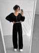 Жіночий велюровий костюм трійка (кофта+штани+топ) Uaclothes 46 Чорний (like39055-194911350) - изображение 2