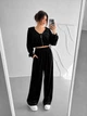 Жіночий велюровий костюм трійка (кофта+штани+топ) Uaclothes 46 Чорний (like39055-194911350) - изображение 5