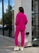 Женский прогулочный костюм на пуговицах малинового цвета 39062 L-XL - изображение 6