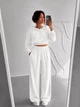 Жіночий велюровий костюм трійка (кофта+штани+топ) Uaclothes 48 Молочний (like39048-194841371) - зображення 2