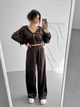 Жіночий велюровий костюм трійка (кофта+штани+топ) Uaclothes 42 Коричневий (like39054-194901349) - зображення 2