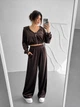Жіночий велюровий костюм трійка (кофта+штани+топ) Uaclothes 42 Коричневий (like39054-194901349) - зображення 3
