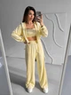 Жіночий велюровий костюм трійка (кофта+штани+топ) Uaclothes 48 Жовтий (like39049-194851371) - зображення 6