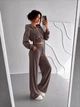 Жіночий велюровий костюм трійка (кофта+штани+топ) Uaclothes 42 Капучино (like39052-194881349) - зображення 5