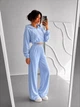 Жіночий велюровий костюм трійка (кофта+штани+топ) Uaclothes 46 Блакитний (like39050-194861350) - изображение 5