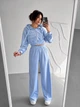 Жіночий велюровий костюм трійка (кофта+штани+топ) Uaclothes 46 Блакитний (like39050-194861350) - изображение 7