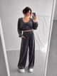 Жіночий велюровий костюм трійка (кофта+штани+топ) Uaclothes 42 Графітовий (like39053-194891349) - зображення 3