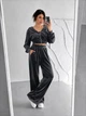 Жіночий велюровий костюм трійка (кофта+штани+топ) Uaclothes 42 Графітовий (like39053-194891349) - зображення 4