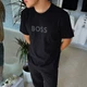Мужская футболка BOSS Oversize М черная с большим логотипом Premium Casual - изображение 3