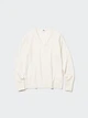 Свитер из мериносовой шерсти UNIQLO с V-образным вырезом 1159818825 (Белый XS) - изображение 2