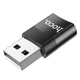Переходник Hoco UA17 с USB на Type-C адаптер для флешки и зарядки телефона Черный - изображение 1