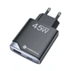 Зарядное устройство Forcell F-Energy Ultra Slim GaN III USB C + USB A PD QC4.0 3A 45W Black (5903396397837) - изображение 2