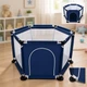 Дитячий манеж Malatec 126×109×65.5 см зі сталевим каркасом, тканиною Oxford 210D, сітчастими стінками, навантаженням до 50 кг, складаною конструкцією синій - изображение 3