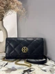 Жіноча сумка-гаманець Tory Burch Willa Chain Wallet чорна — стьобаний клатч на ланцюжку, - зображення 1