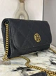 Жіноча сумка-гаманець Tory Burch Willa Chain Wallet чорна — стьобаний клатч на ланцюжку, - зображення 2