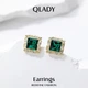 Серьги-гвоздики Qlady серебряные с зеленым камнем женские - изображение 4