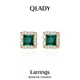 Серьги-гвоздики Qlady серебряные с зеленым камнем женские - изображение 8