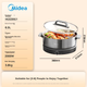 Электрическая кастрюля Midea HGS30G1, 6.5 л, из нержавеющей стали без покрытия, съемная, многофункциональная, с быстрым нагревом - изображение 5