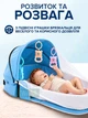 Портативная дорожная кроватка-сумка для малышей 95×45×40 см, складная люлька с матрасом, москитной сеткой и игрушками, голубая - изображение 4